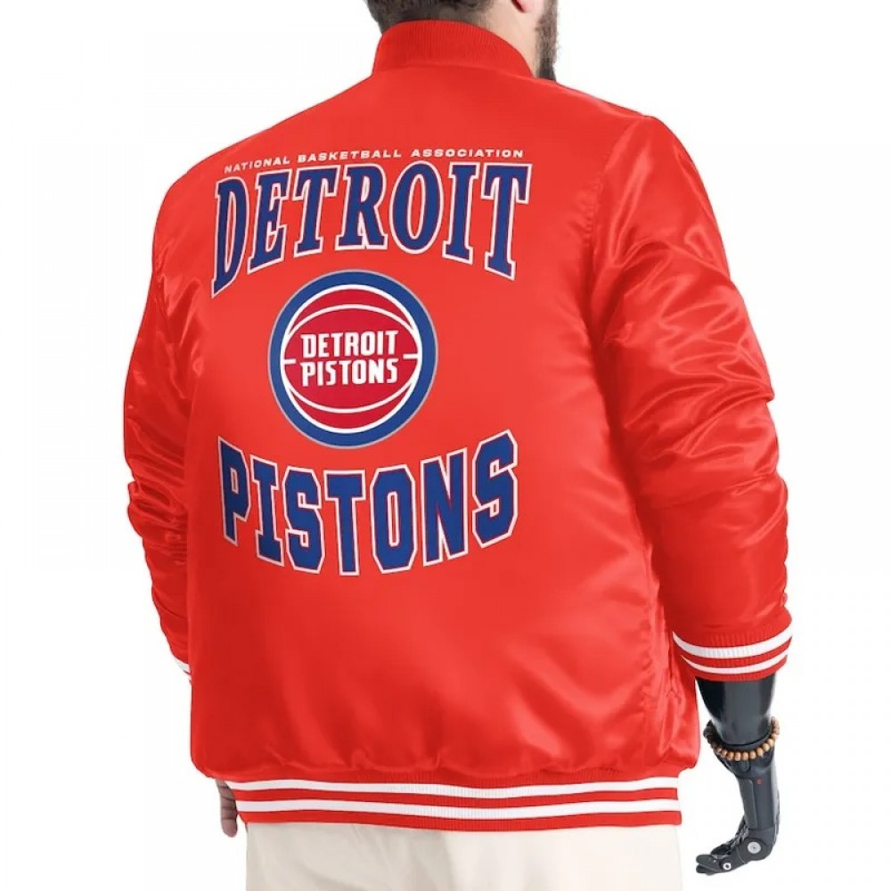 Detroit Pistons Adaptive Bold Logo Varsity Satin Jacket