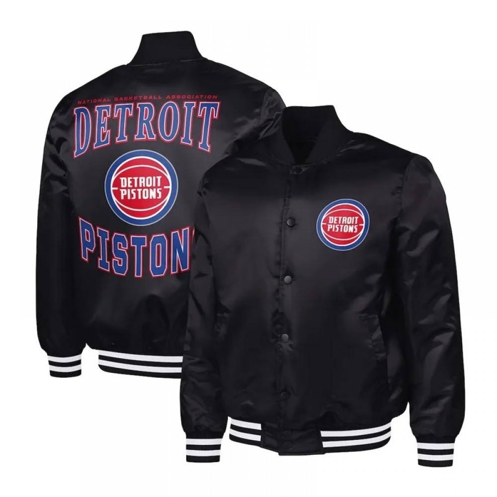 Detroit Pistons Adaptive Bold Logo Varsity Satin Jacket