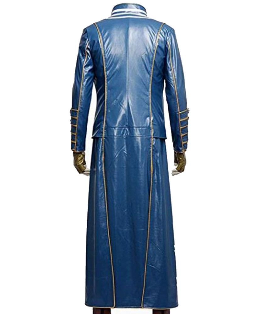 Devil May Cry 3 Vergil Blue Leather Trench Coat