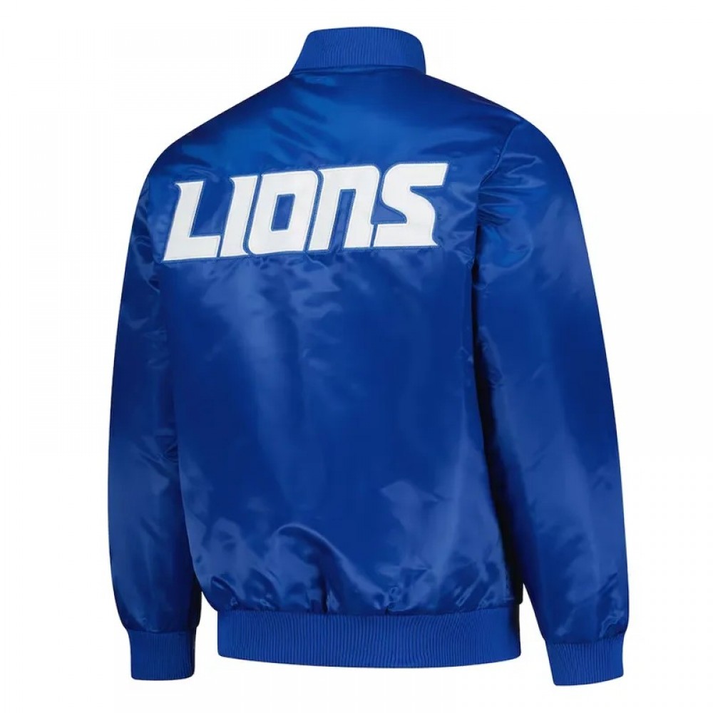 Detroit Lions Exclusive Blue Varsity Satin Jacket