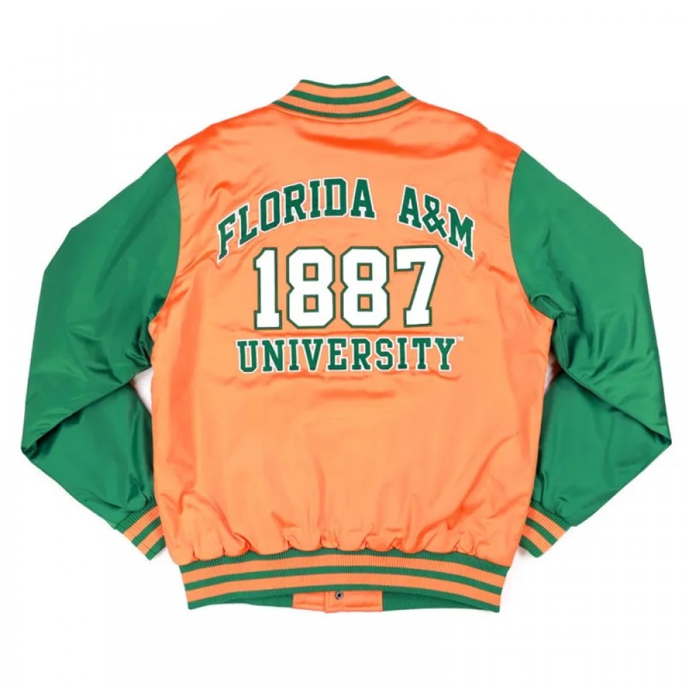 Florida A&M Orange and Green Baseball Jacket