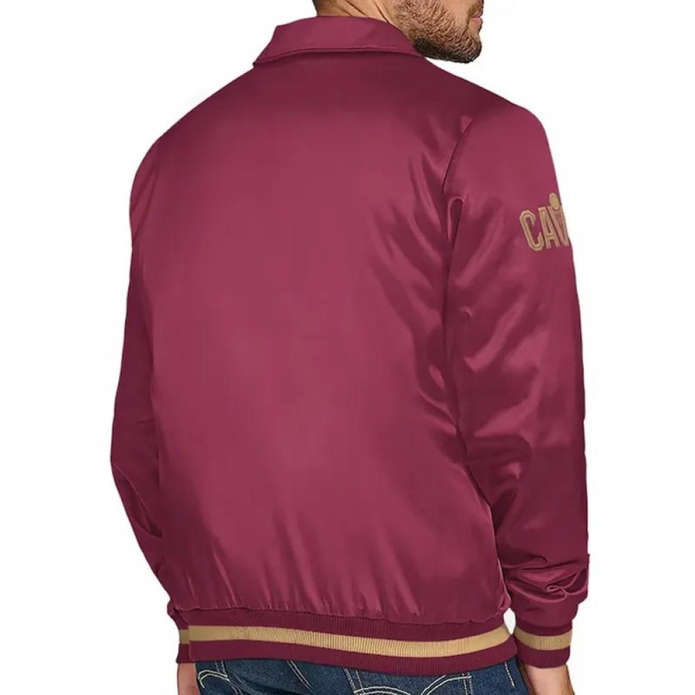 Cleveland Cavaliers Stitch Applique Wine Satin Jacket