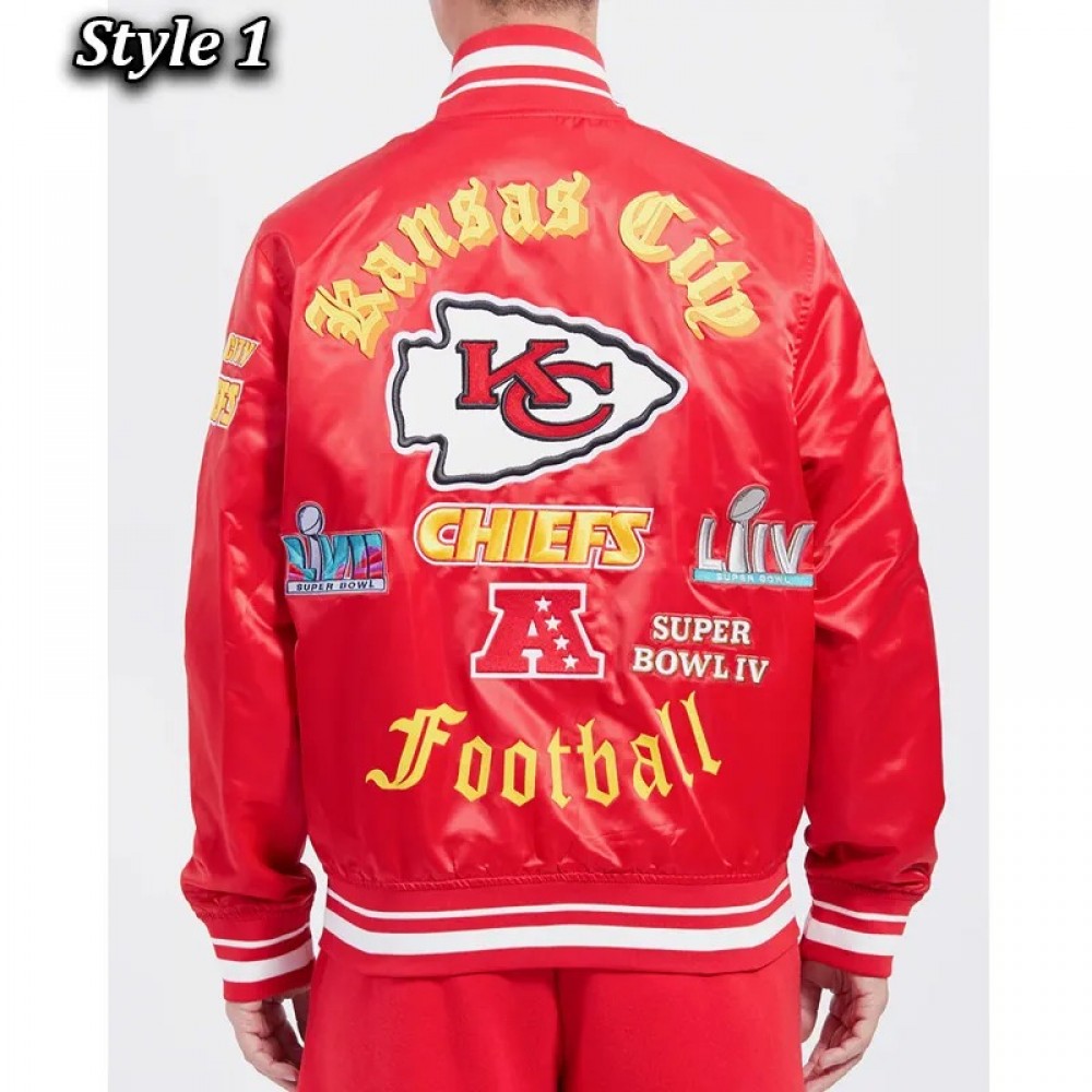 Kansas City Chiefs Old English Classic Rib Satin Jacket