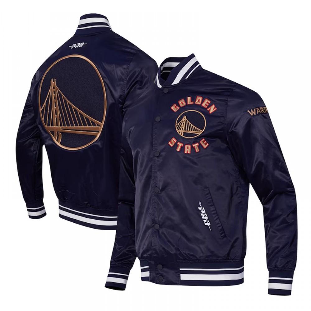 Golden State Warriors 2024/25 City Edition Chenille Navy Satin Jacket