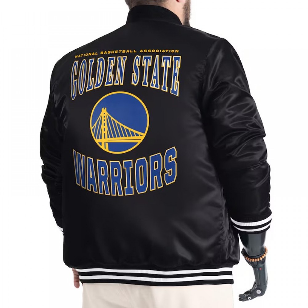 Golden State Warriors Adaptive Bold Logo Varsity Satin Jacket