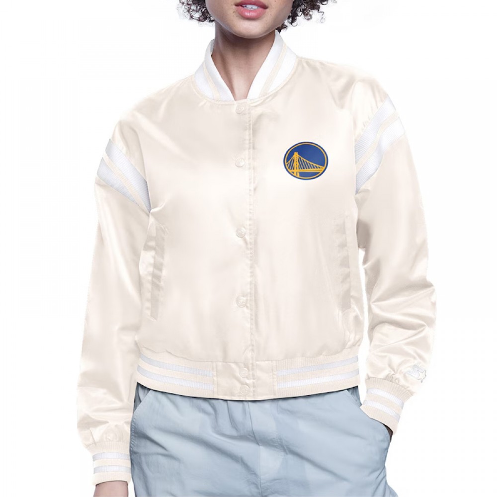 Golden State Warriors Printed Logo Varsity Satin Jacket