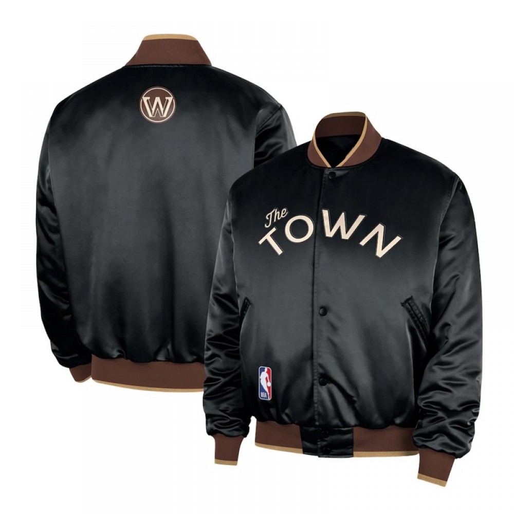Golden State Warriors Remix Courtside Black Bomber Jacket