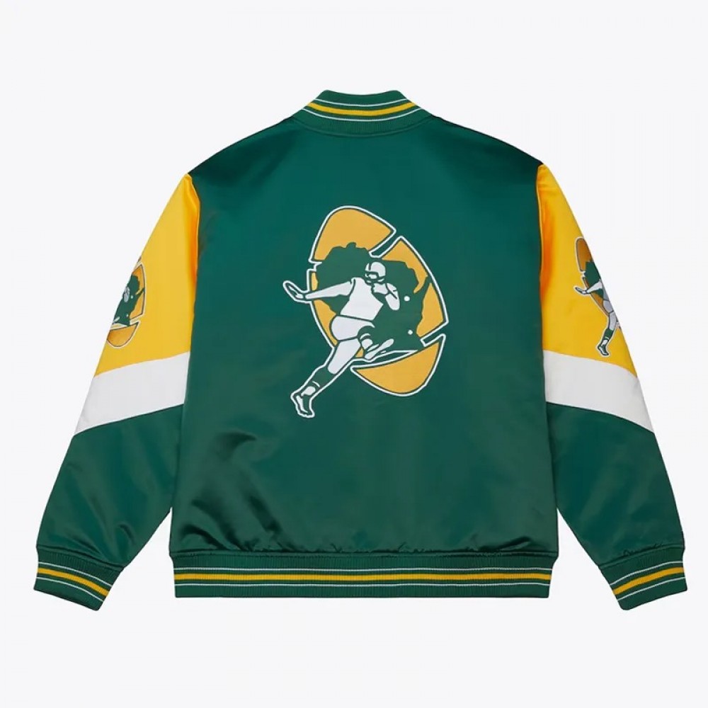 Green Bay Packers Throw It Back Heavyweight Satin Jacket