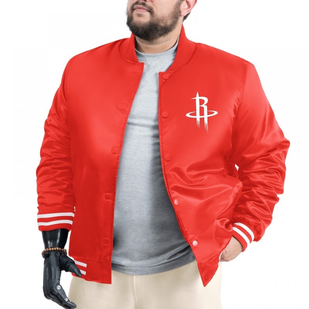Houston Rockets Adaptive Bold Logo Varsity Satin Jacket