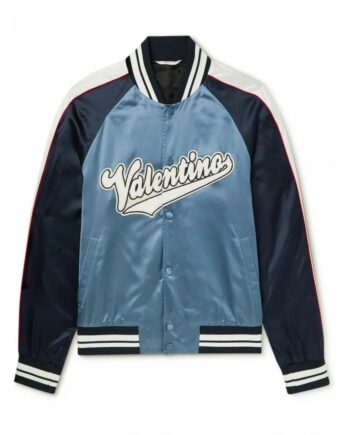 Valentino Blue Satin Bomber Jacket