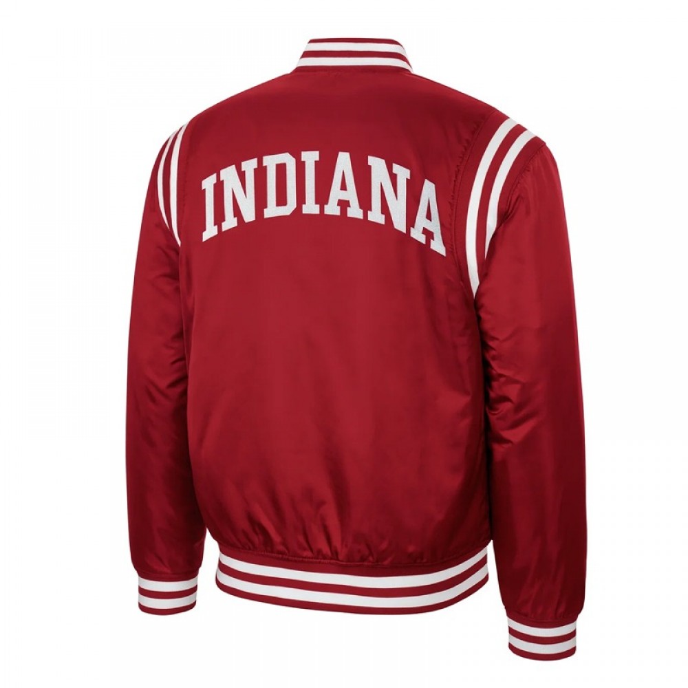 Indiana Hoosiers Teddy Red Varsity Satin Jacket