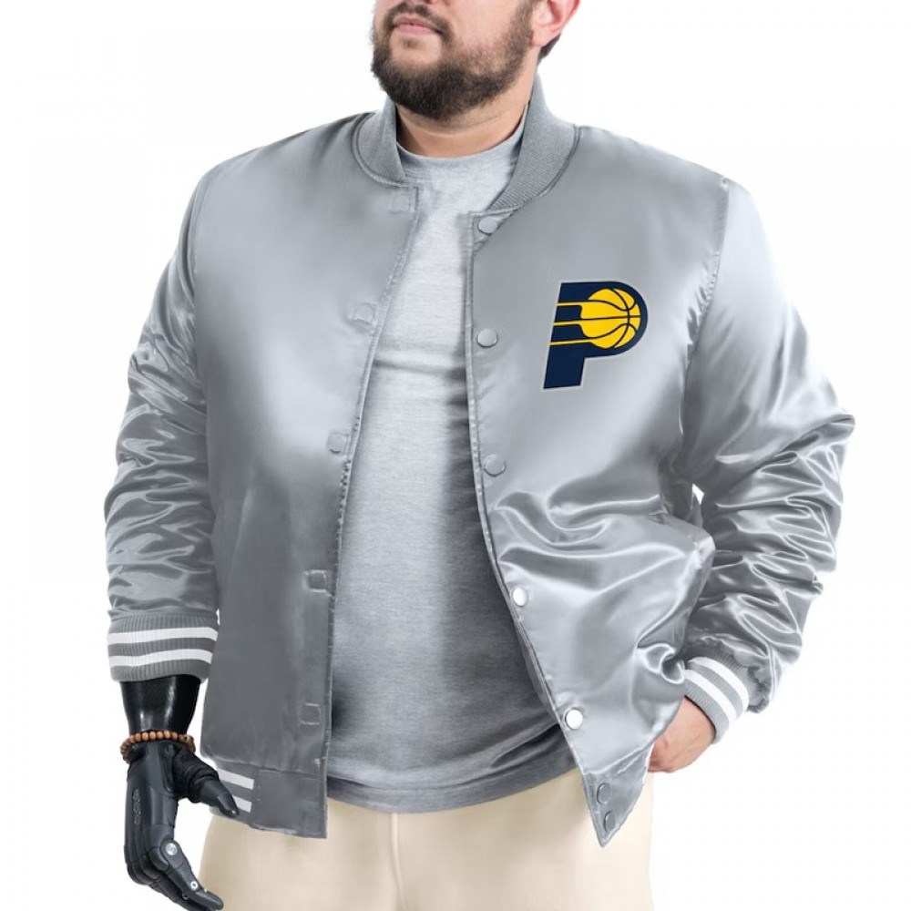 Indiana Pacers Adaptive Bold Logo Varsity Satin Jacket