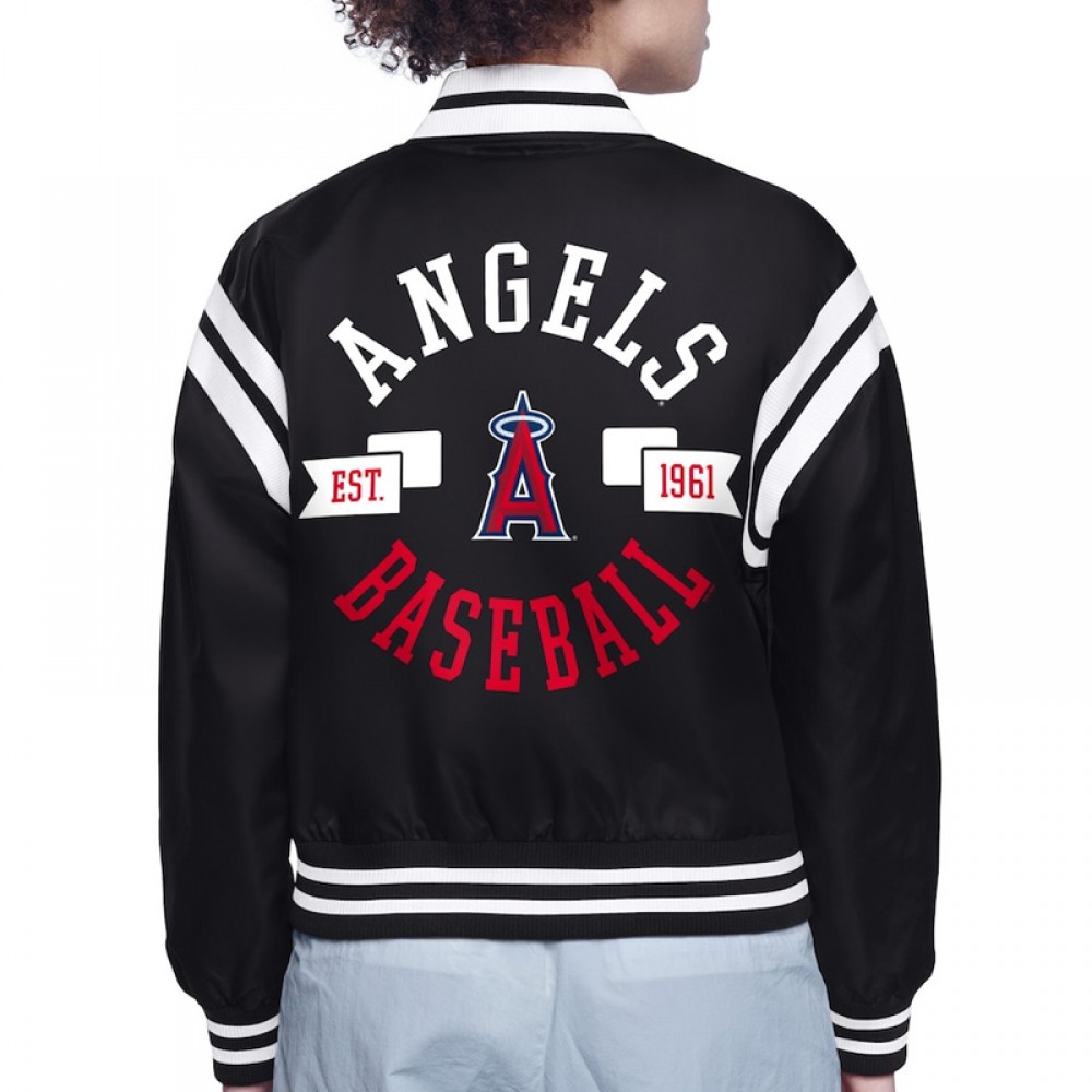 LA Angels Printed Logo Varsity Satin Jacket