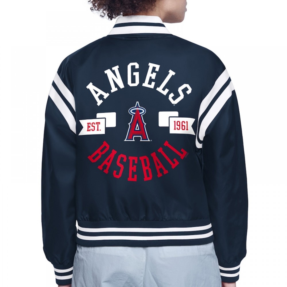 LA Angels Printed Logo Varsity Satin Jacket