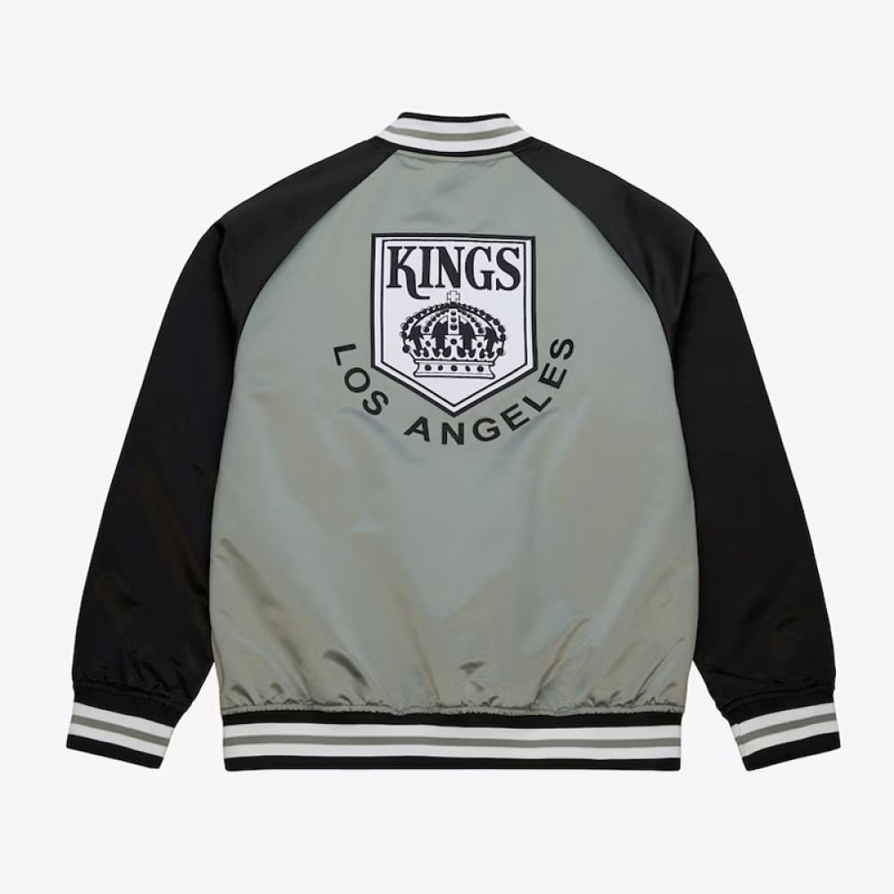 LA Kings Vintage Logo Double Clutch Gray Satin Jacket