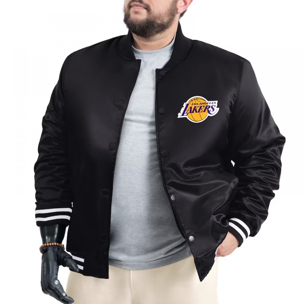 LA Lakers Adaptive Bold Logo Varsity Satin Jacket