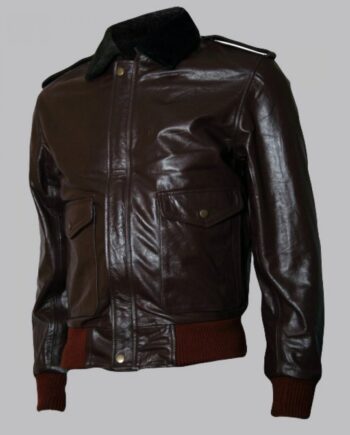 Brown R. J. MacReady Brown Bomber Leather Jacket