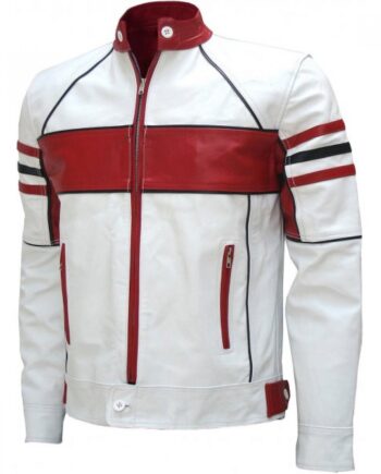 Bi-Color Men's Leather Biker Jacket