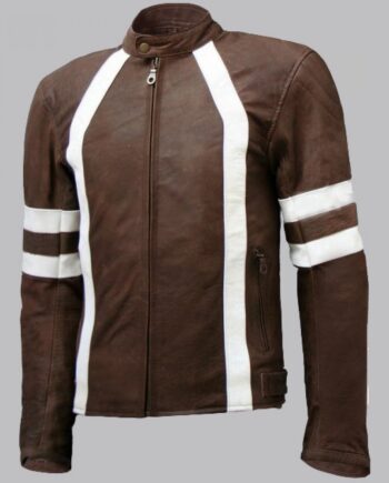 Men Distressed Vintage Leather Motorcycle Jacket