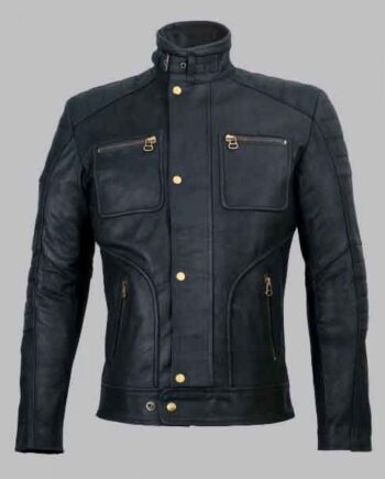 New Men's Hispar Black Moto Racer Jacket
