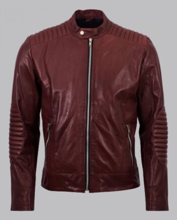 Rupal Maroon Custom Leather Motorcycle Jacket Men