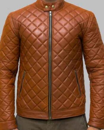 New Men's Trivor Tan Cafe Racer Jacket