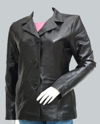 Timeless Black Women's Leather Blazer