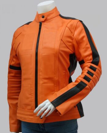 Women's Orange Leather Jacket