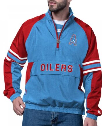 Houston Oilers Prospect Light Blue Jacket - Half-Zip Pullover