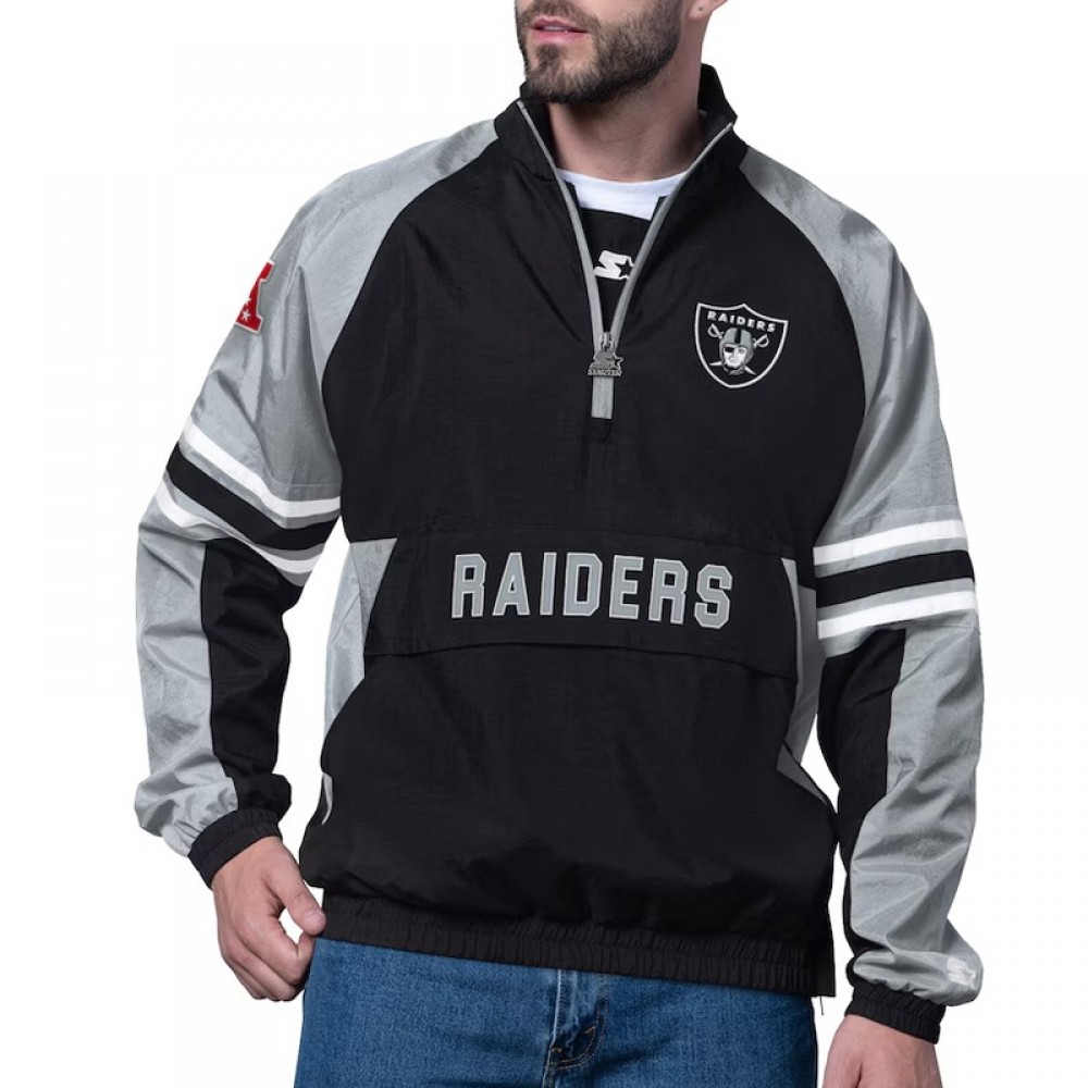 Las Vegas Raiders Prospect Black Half-Zip Pullover Jacket