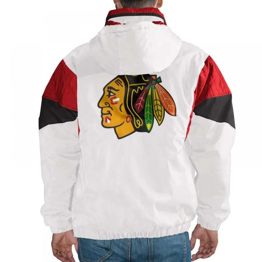 Chicago Blackhawks White Half-Zip Pullover Jacket